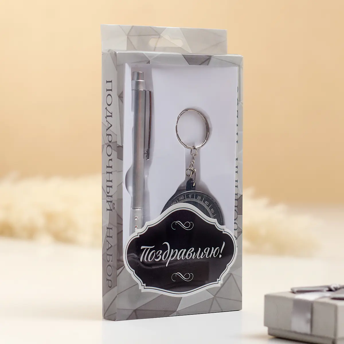 

Набор подарочный, 2 предмета: ручка, компас, Серебристый;хромированный