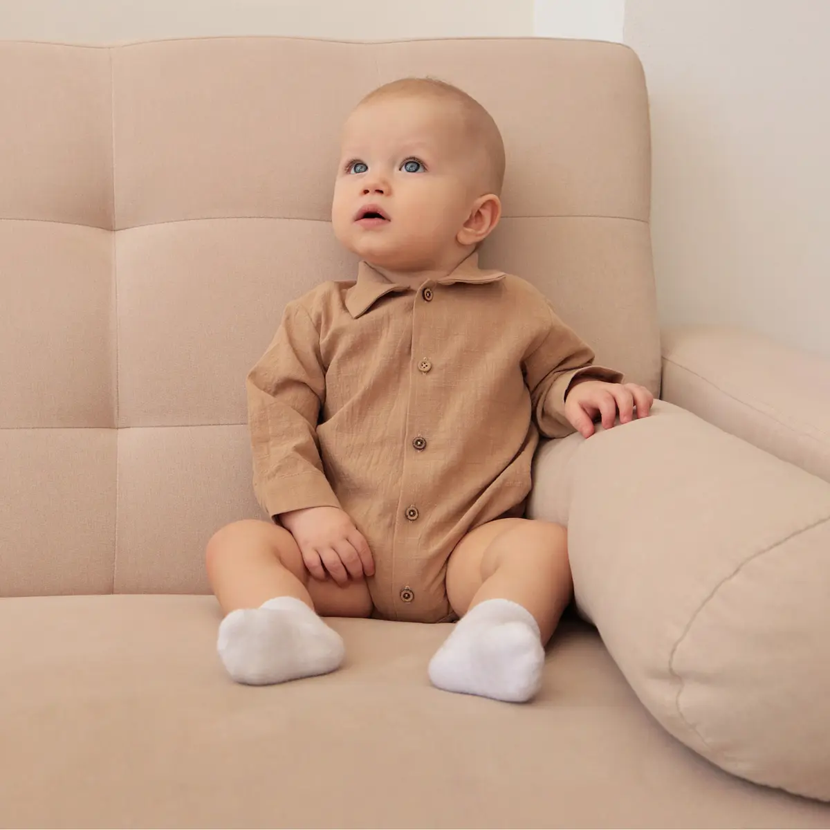 

Боди рубашка, Бежевый