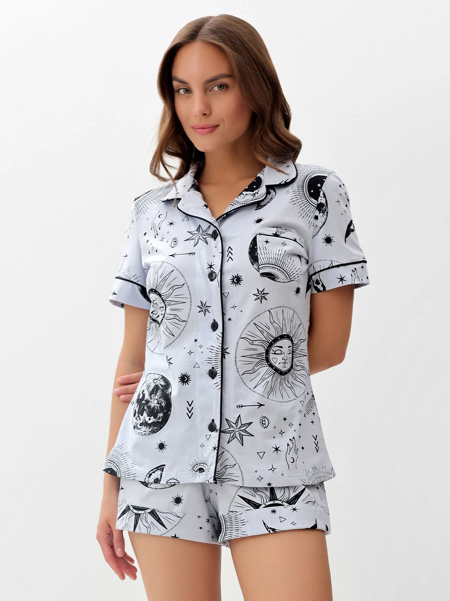 

Пижама рубашка шорты, Голубой