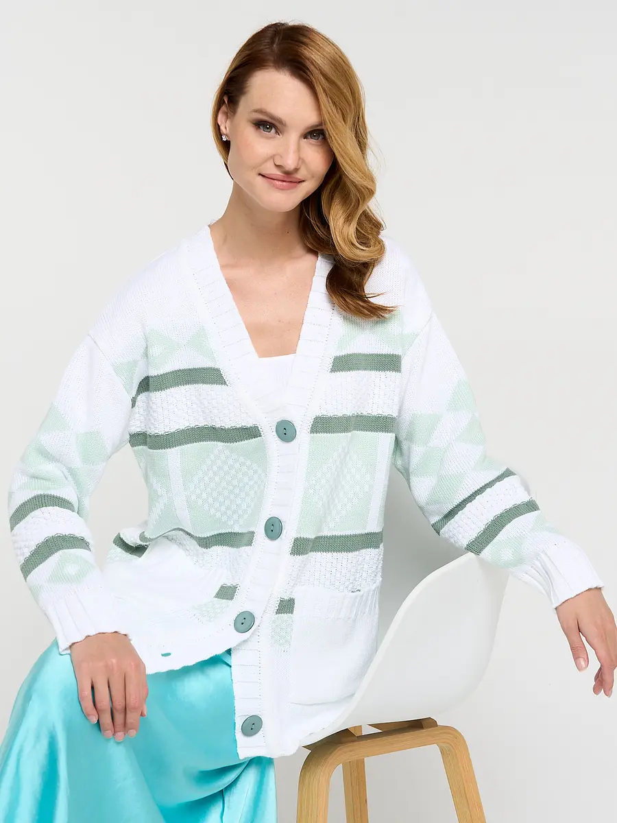 

Кардиган, Белый;белый/мята/аспарагус