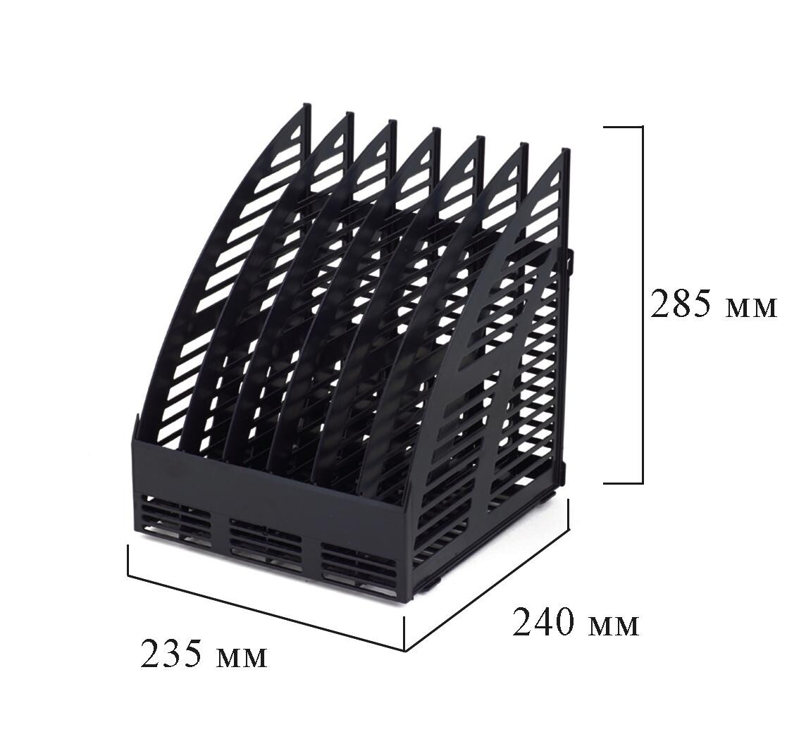 

Лоток вертикальный для бумаг 240 мм Attache пластиковый черный 6 отделений