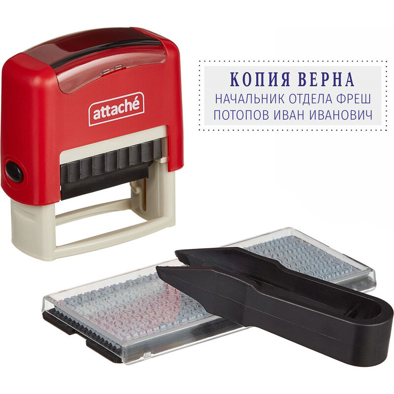 

Штамп самонаборный Attache пластиковый 3 строки 38x14 мм