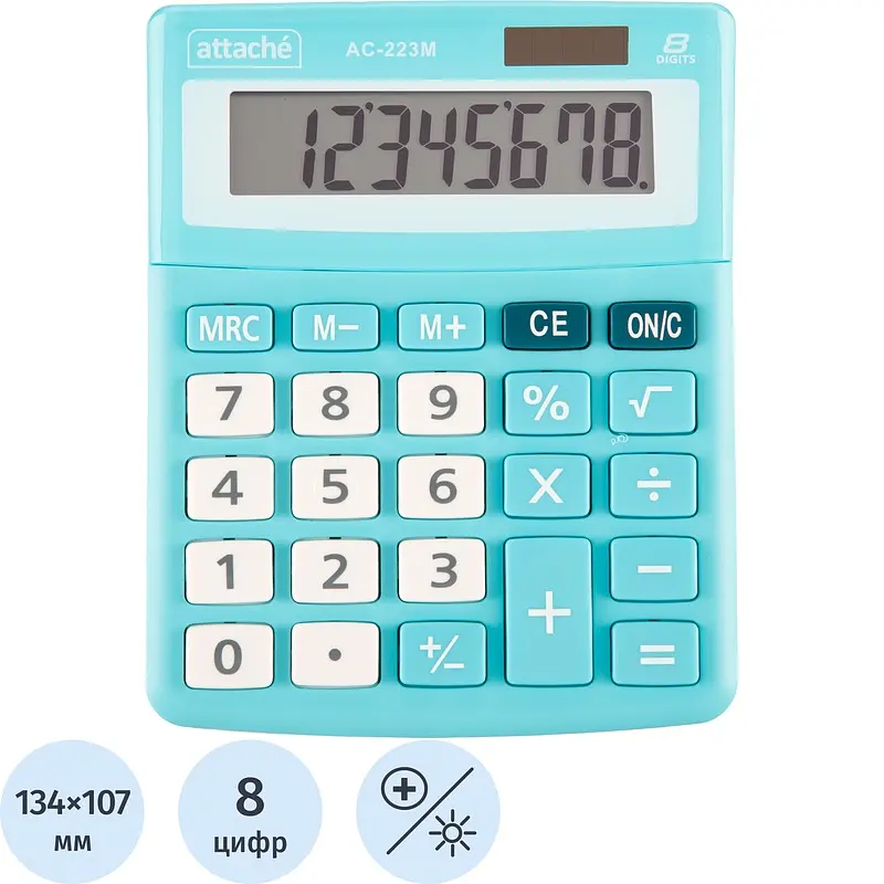 

Калькулятор настольный Attache AС-223M 8-разрядный мятный/белый 134x107x34 мм