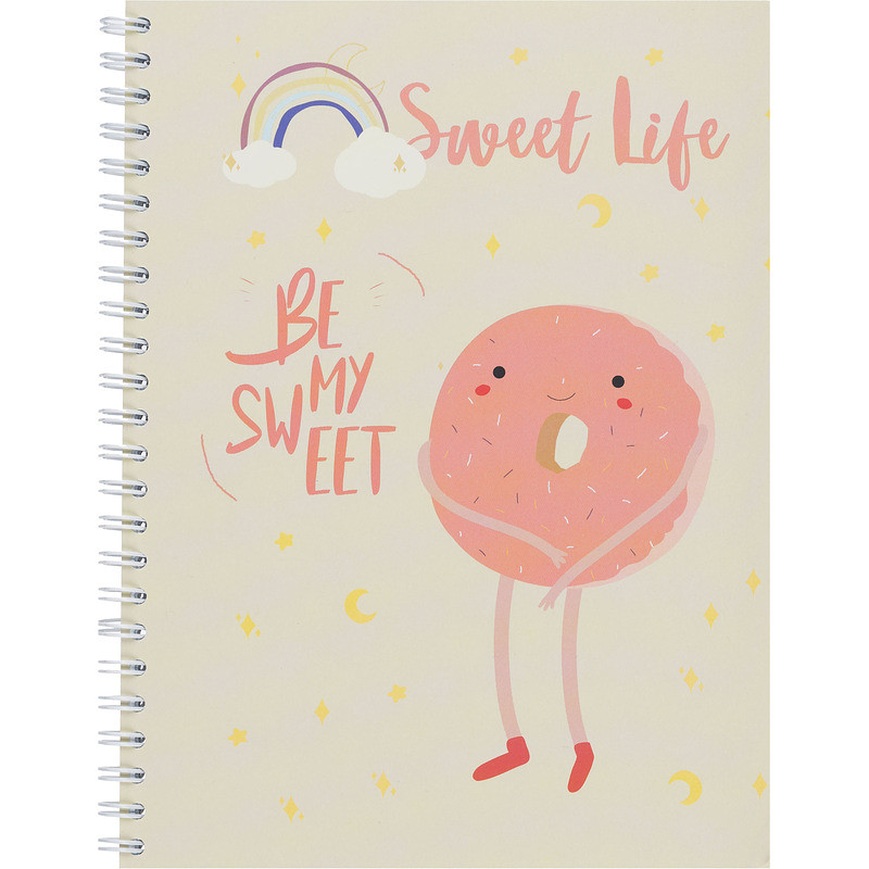 

Бизнес-тетрадь Attache Selection Sweet Life Пончик А5 96 листов бежевая в клетку на спирали с разделителями