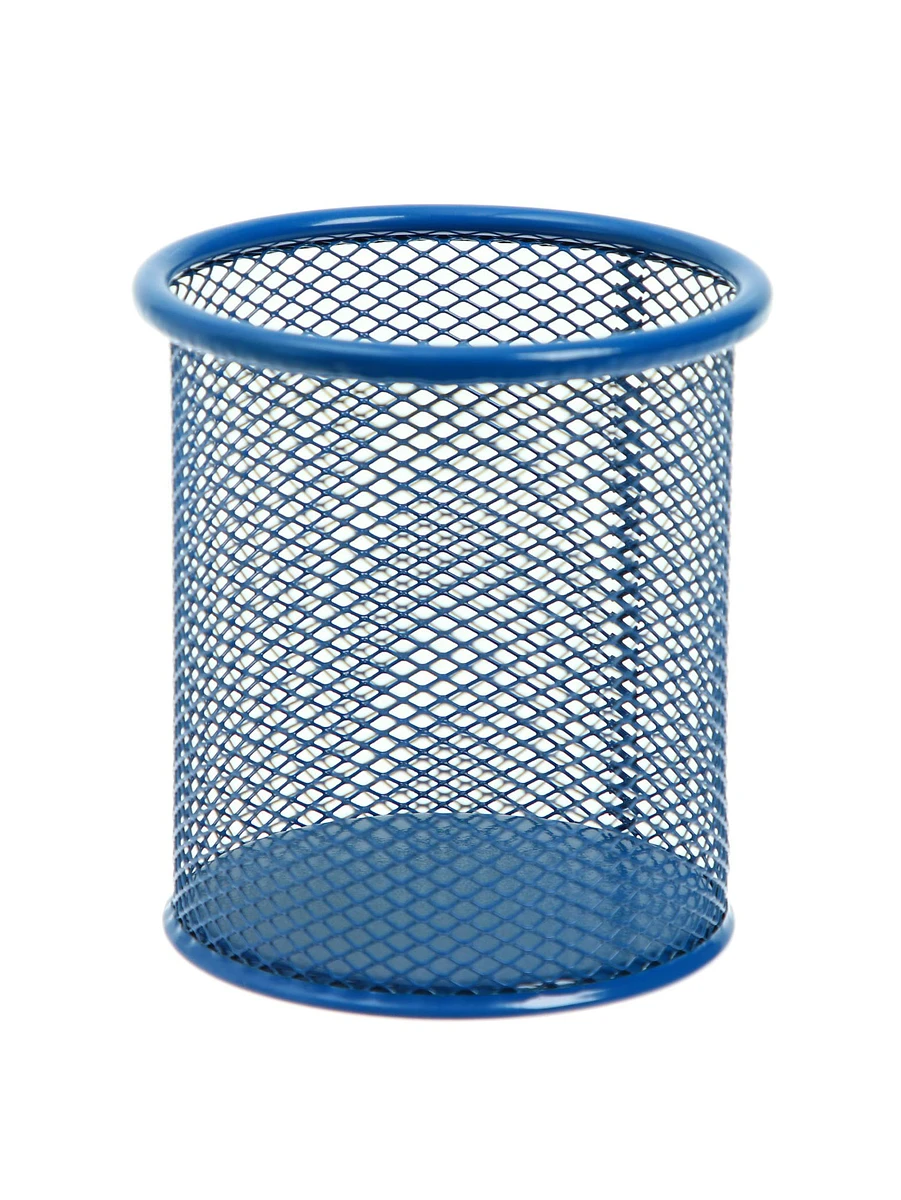 

Стакан для пишущих принадлежностей круглый, металлическая сетка, светло-синий