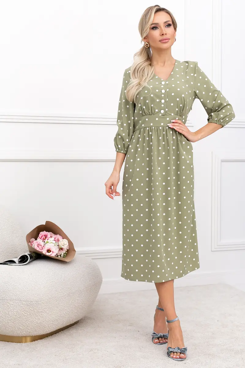 

Платье, Зеленый;оливковый/горох