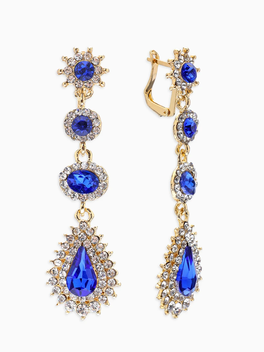 

Серьги висячие со стразами, Синий