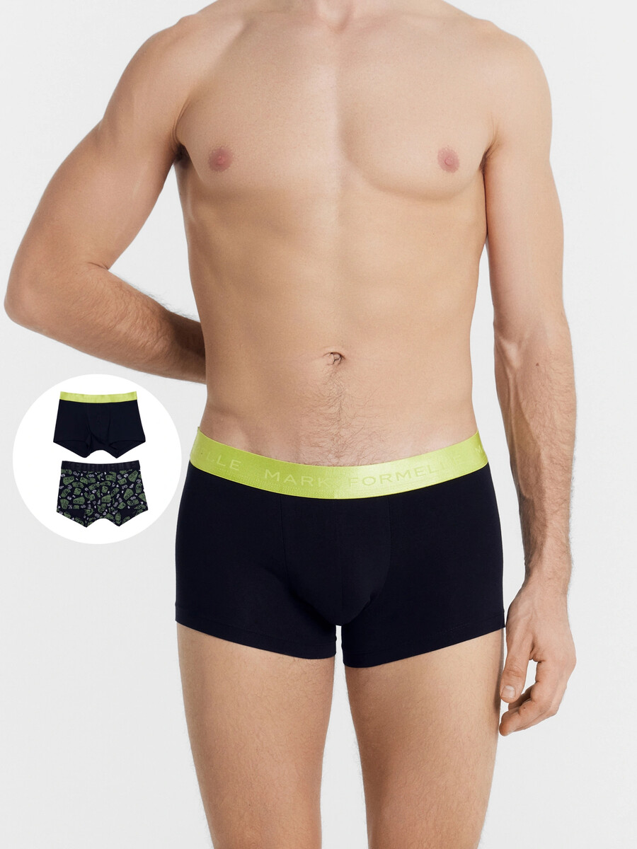 

Трусы мужские боксеры мультипак (2 шт.), Черный;кэш на черном +черный