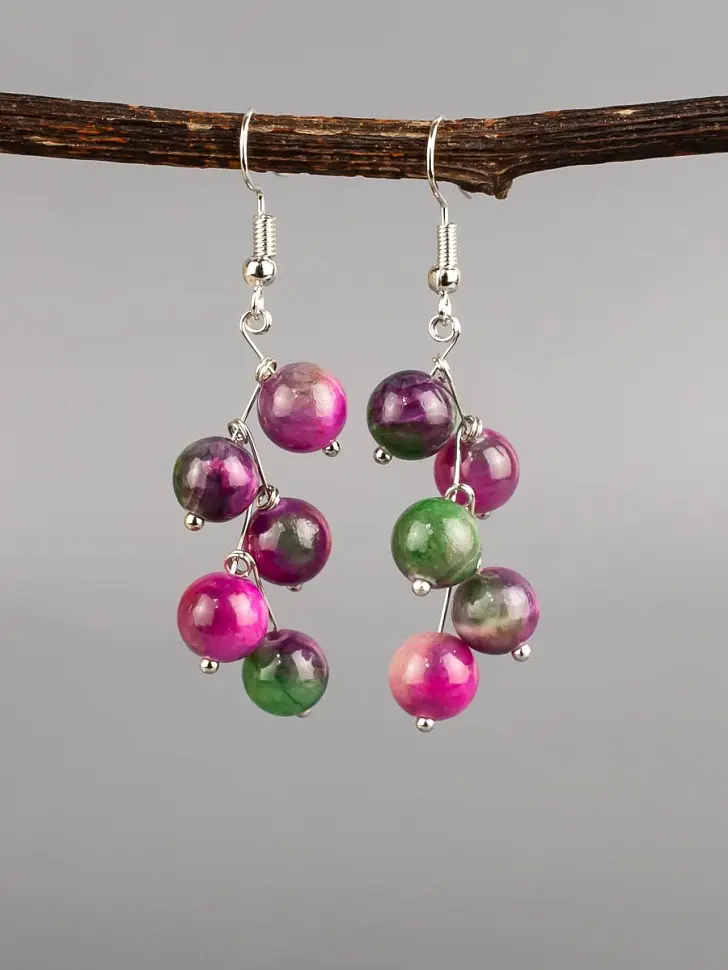 

Серьги, Бордовый;серый