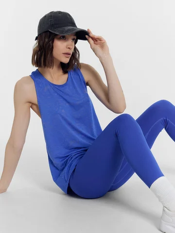 Топ женский спортивный ярко-синий с лини