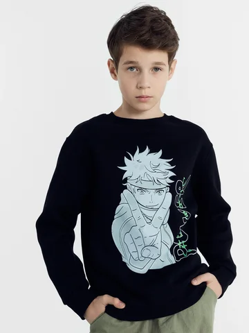 Джемпер для мальчиков черный с принтом а