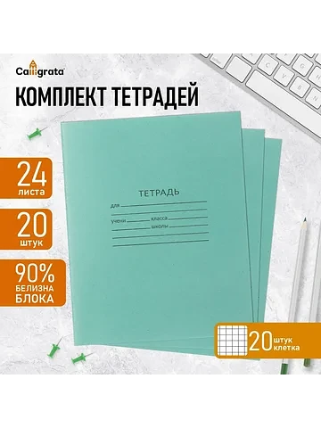 Комплект тетрадей из 20 штук, 24 листа в