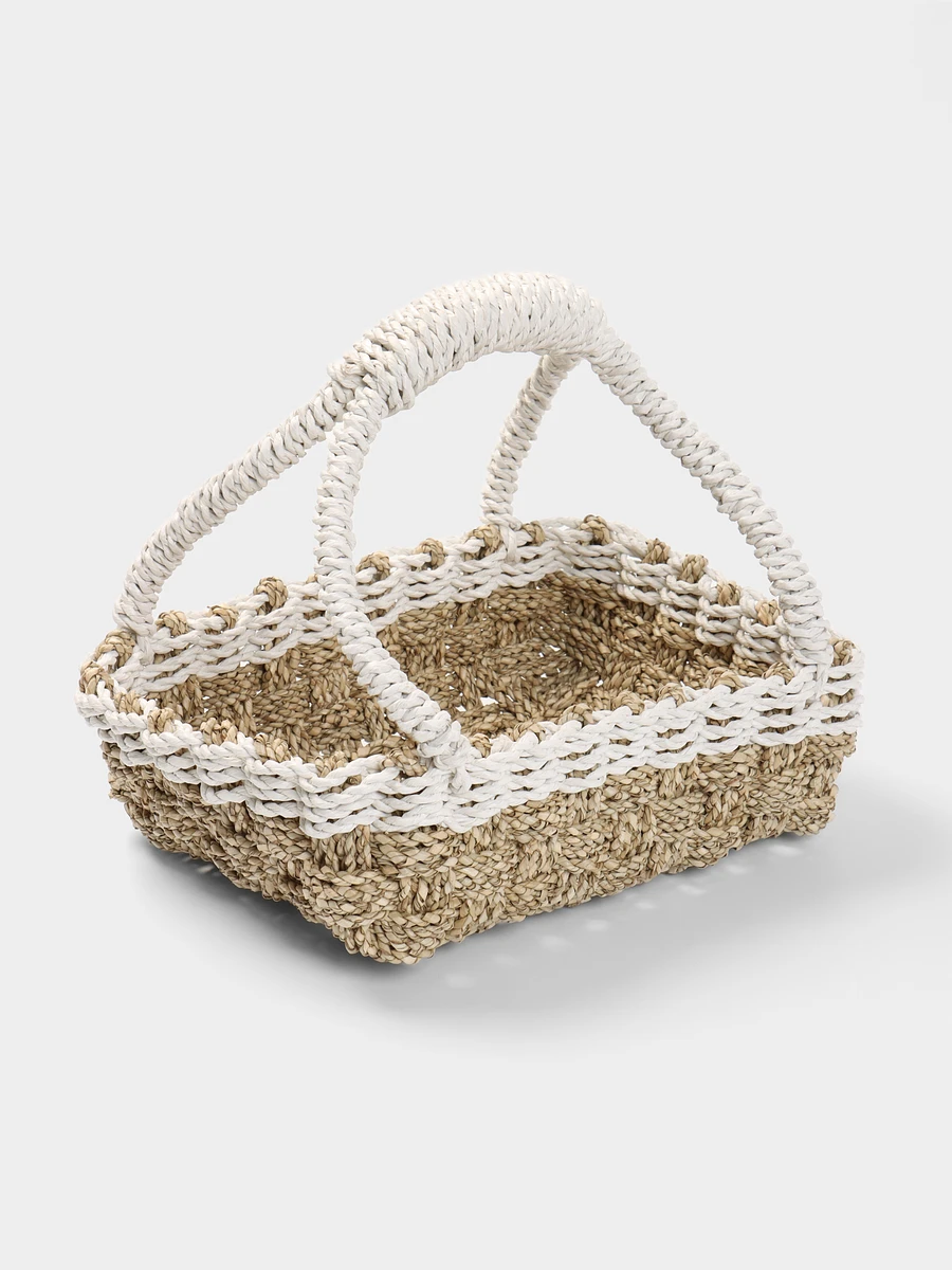 

Корзина плетеная, 35×25×30 см, Бежевый;белый