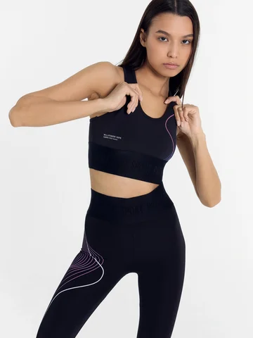 Топ женский спортивный черный с печатью