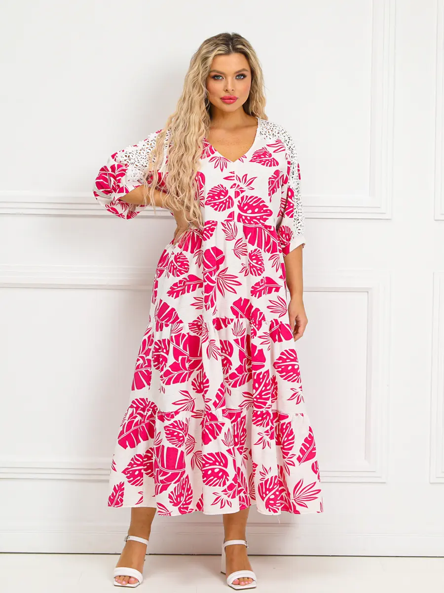 

Платье, Белый;фуксия