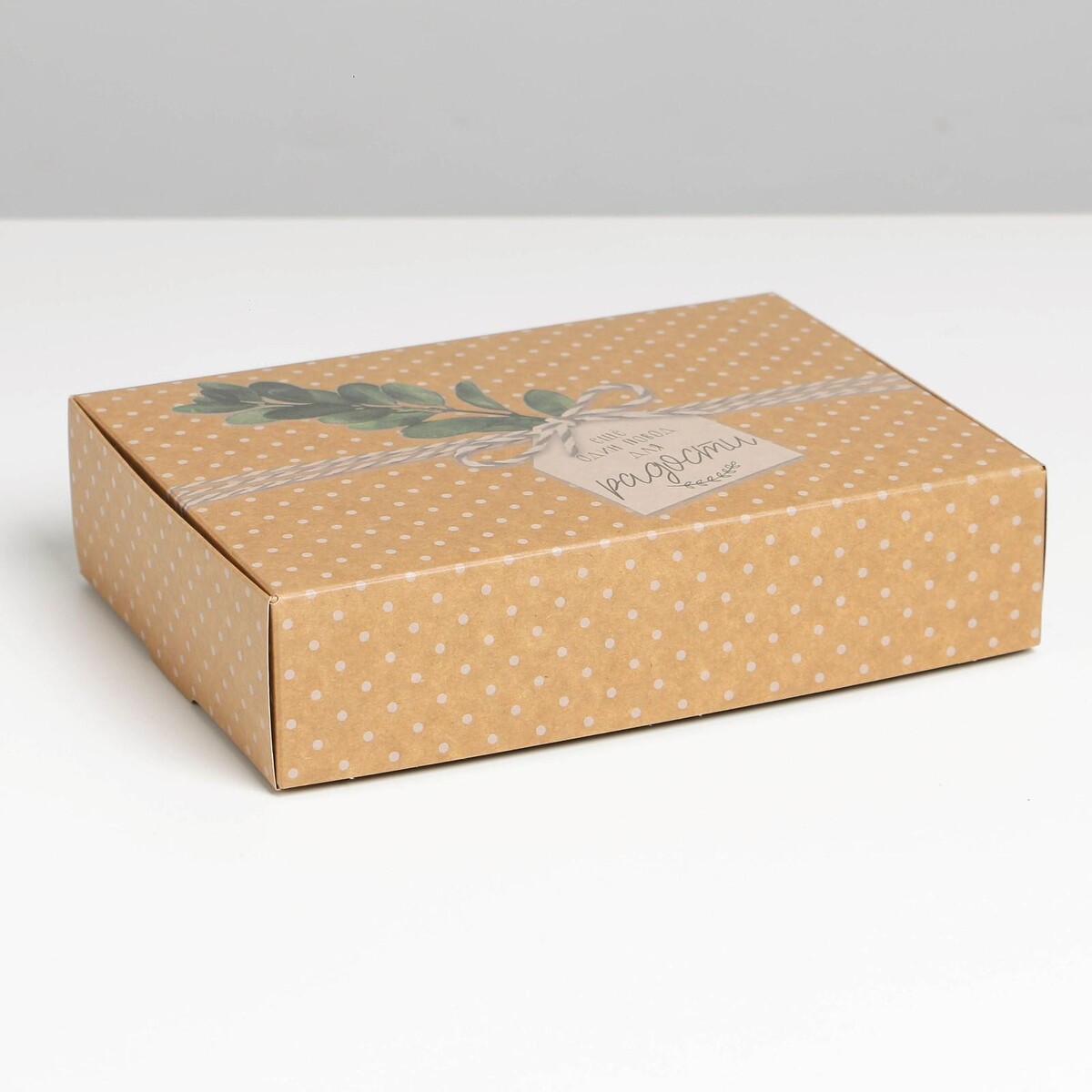 

Коробка подарочная складная крафтовая, упаковка,, Бежевый;зеленый