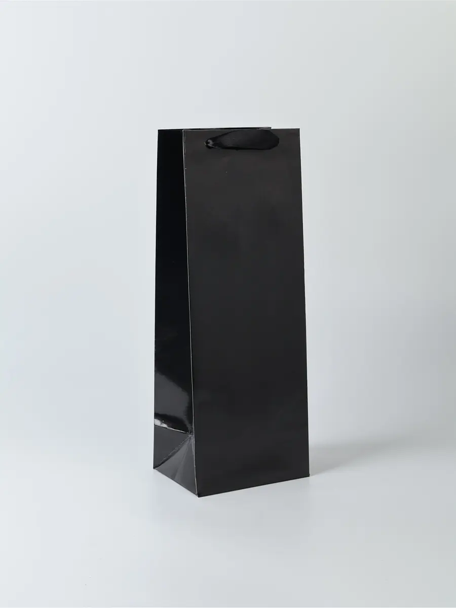

Пакет подарочный под бутылку, упаковка,, Черный