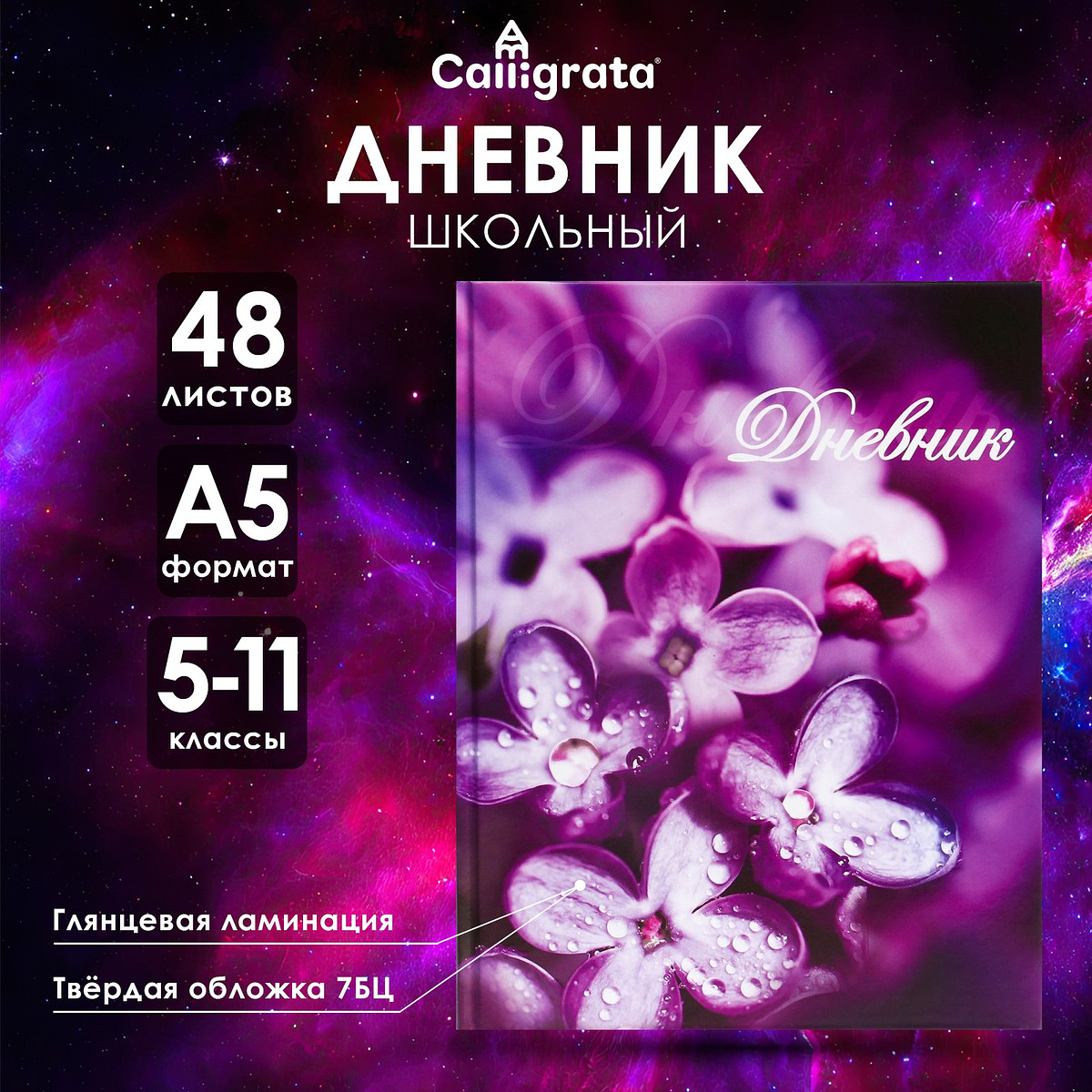

Дневник школьный для 5-11 классов,, Фиолетовый