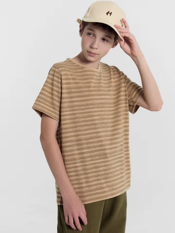 Футболка для мальчиков темно-бежевая в п