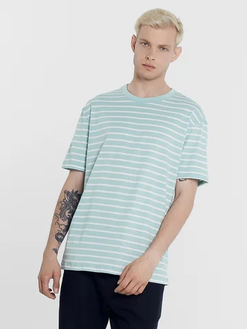 Футболка мужская пыльно-бирюзовая в белу