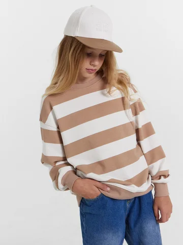 Джемпер для девочек в бежевую полоску