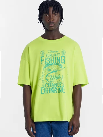 Футболка мужская лаймово-зеленая с печат