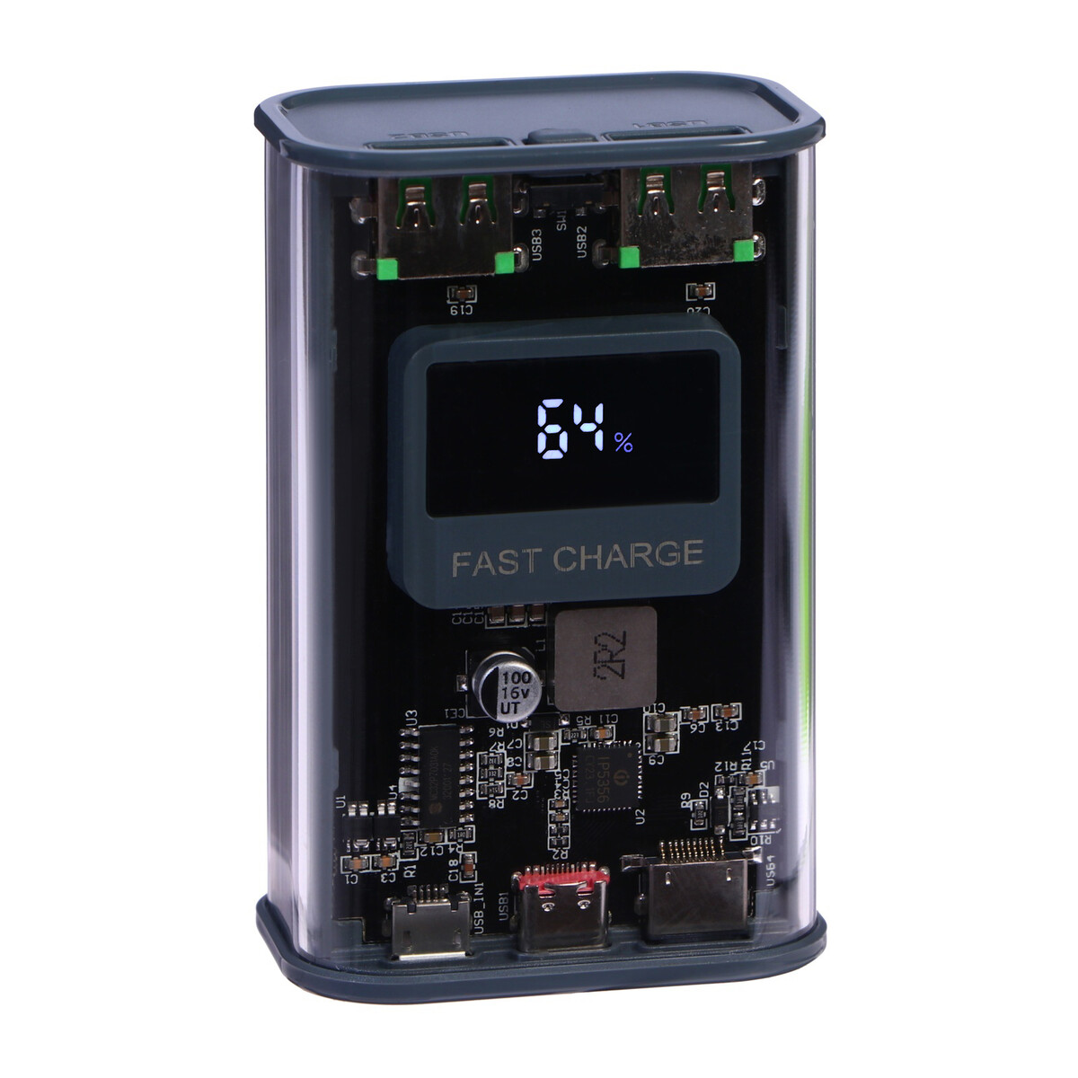 

Внешний портативный аккумулятор crr-28, 10000 мач, 2usb, 3 а, с дисплеем, быстрая зарядка, серый