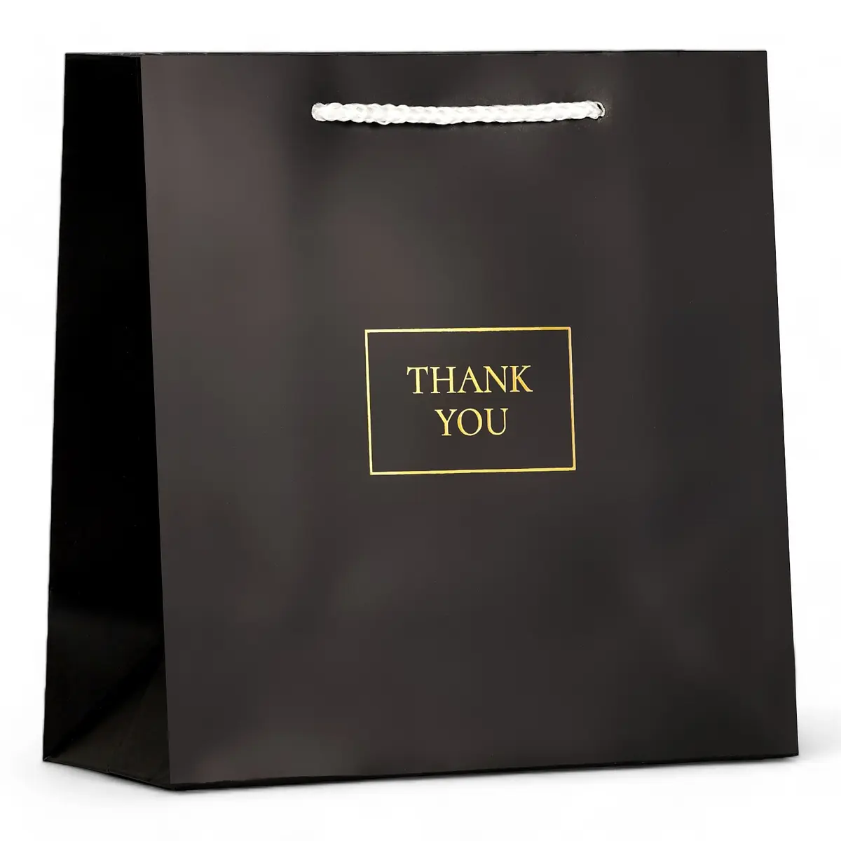 

Пакет подарочный крафт thank you, фольгированный 22.5×23×10 см, Золотистый;черный
