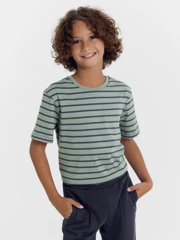 Футболка для мальчиков в серо-зеленую по