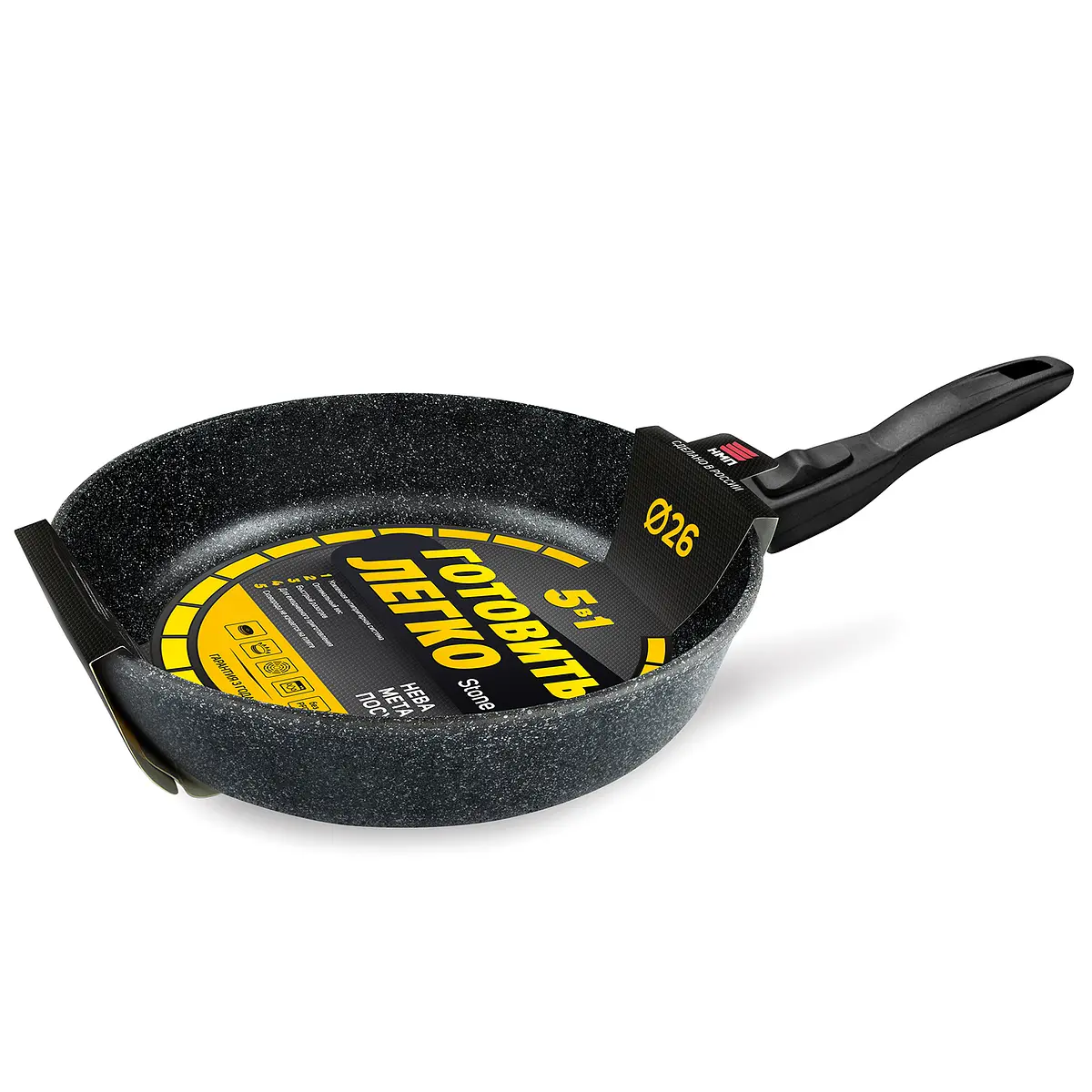 

Сковорода литая 26см съемная ручка Готовить легко, Черный