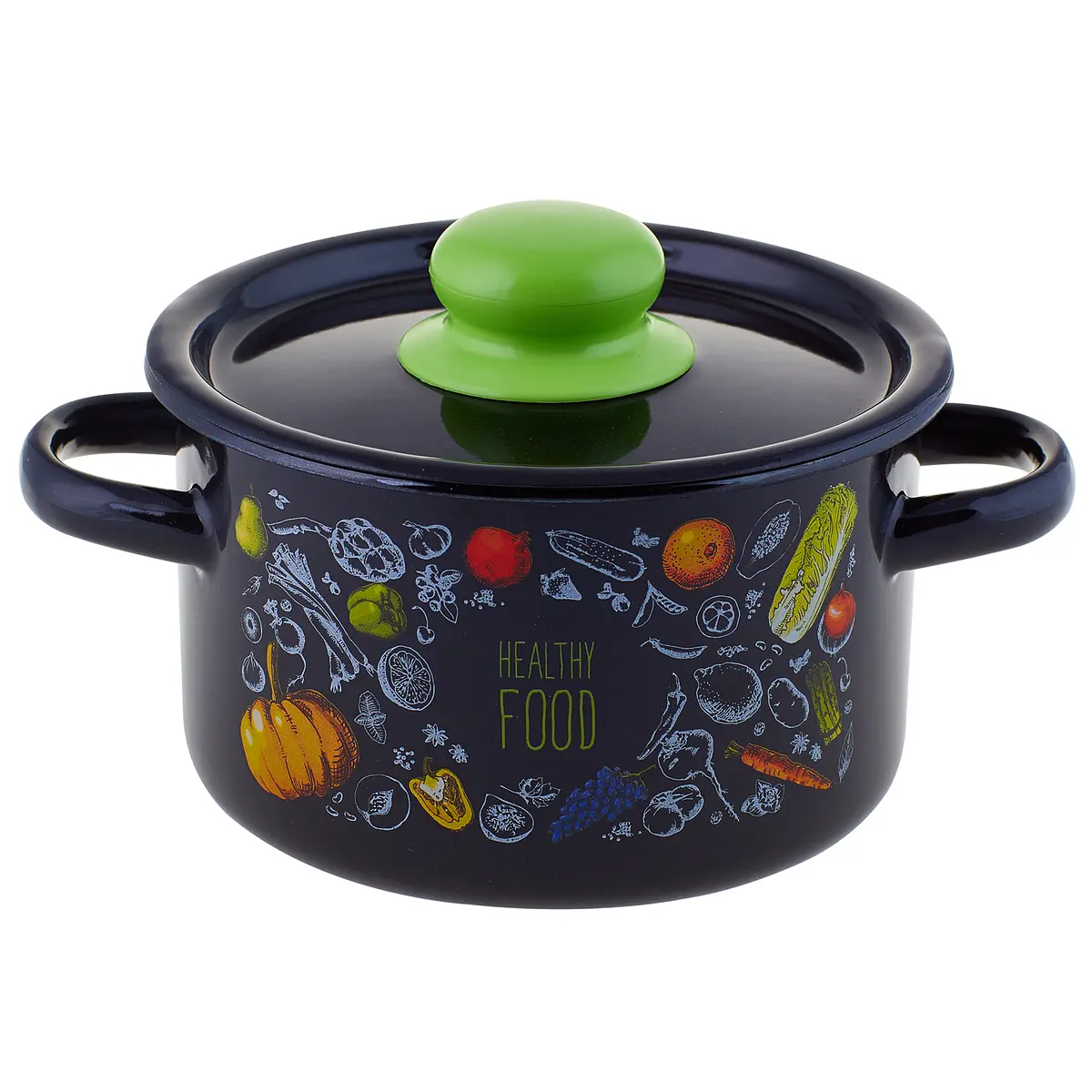 

Кастрюля 1,5л цилиндрическая Полезная еда /, Черный