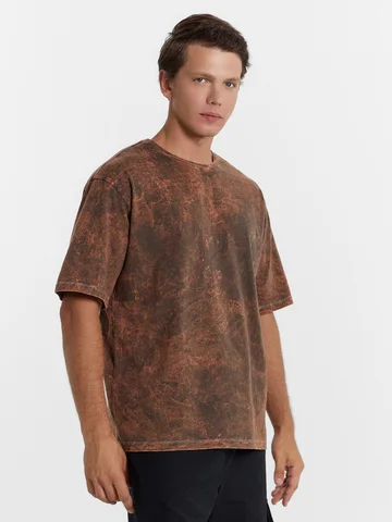 Футболка мужская коричневая с обработкой