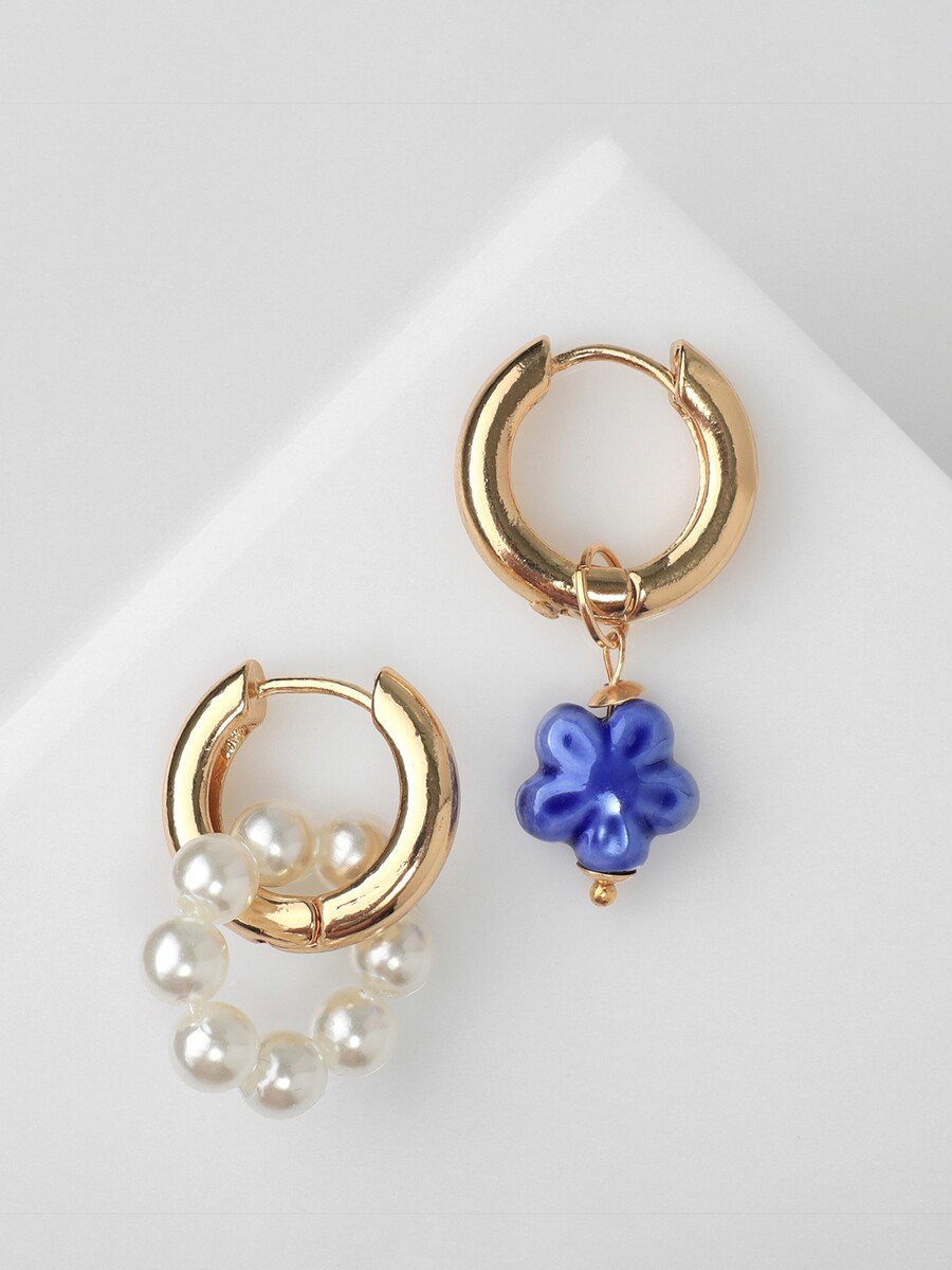 

Серьги со съемным элементом, Белый;синий