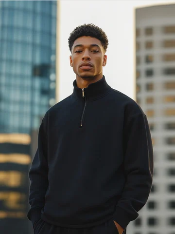 Свитшот мужской черный из футера с начес