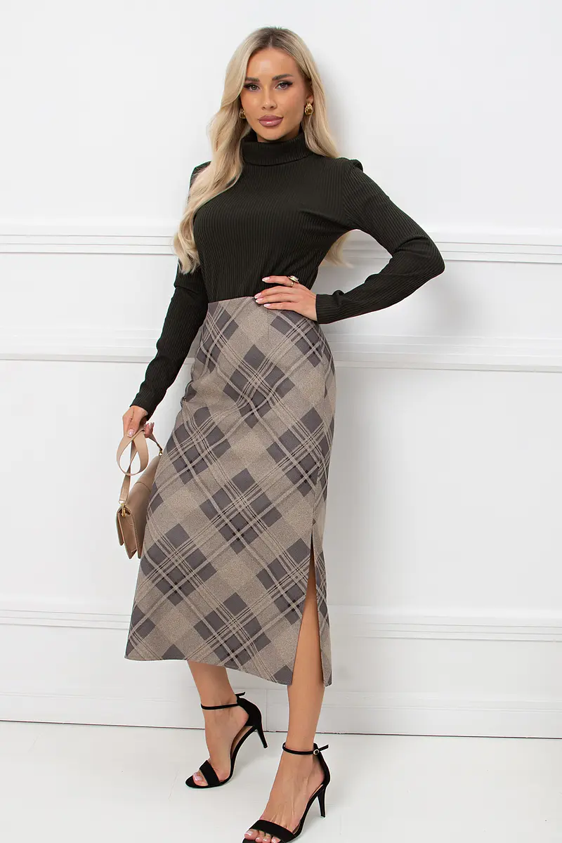 

Юбка, Бежевый;клетка