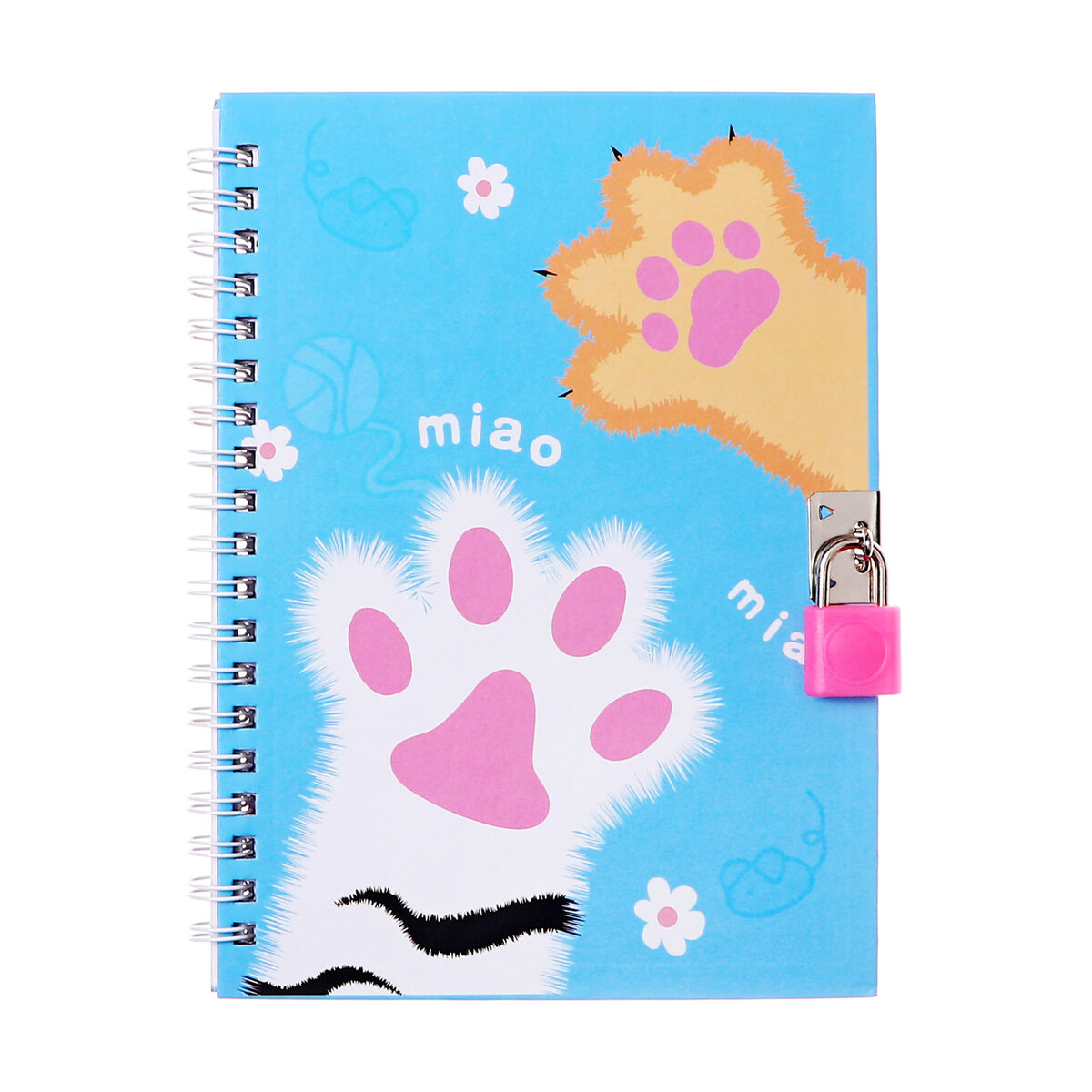 

Записная книжка подарочная, 45 листов, линия, на замке, на гребне, лапки (17,8х13см)