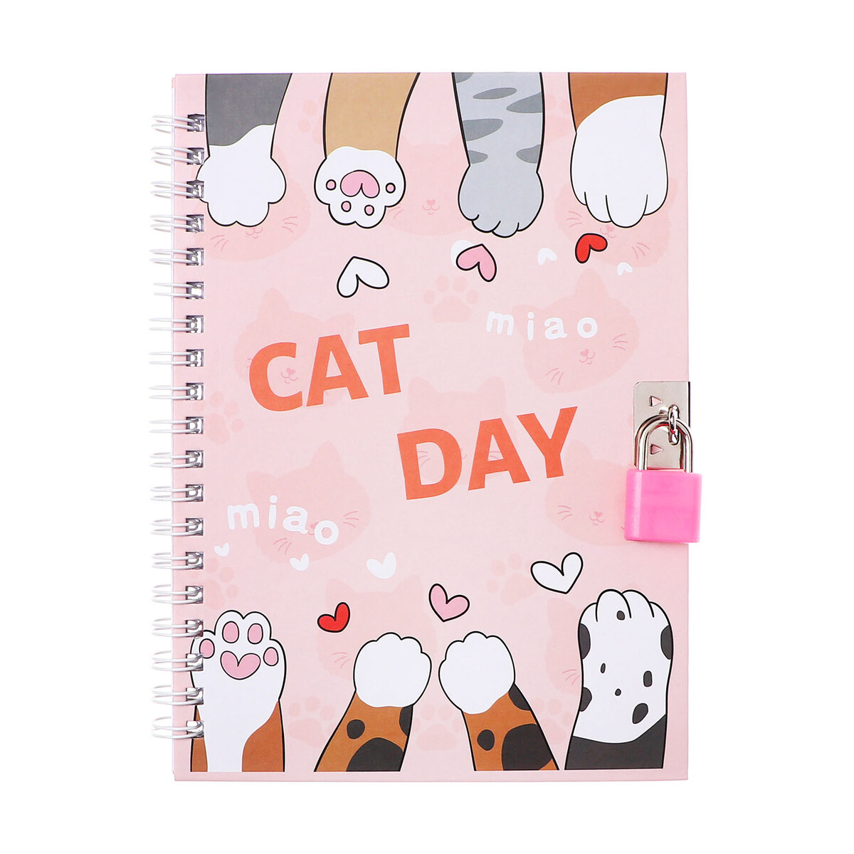 

Записная книжка подарочная, 45 листов, линия, на замке, на гребне, лапки (17,8х13см)