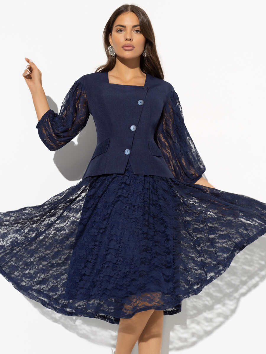 

Костюм с юбкой, Синий