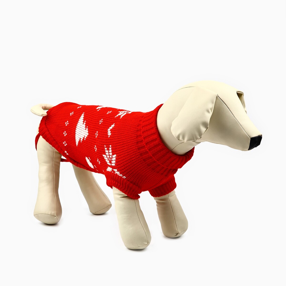 

Одежда для собак. свитер вязаный с орнаментом, Красный