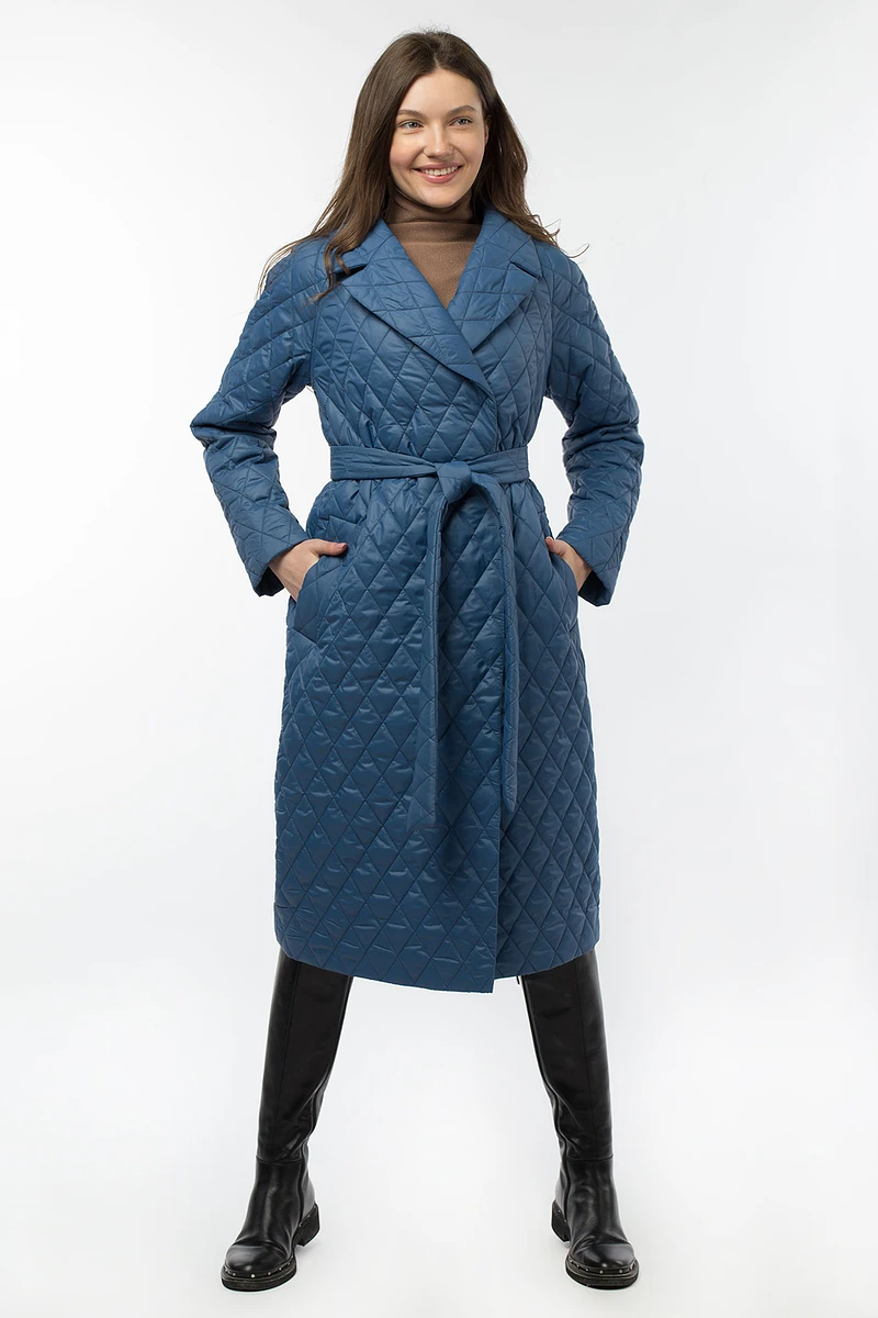 

Пальто пояс, Голубой;серо-голубой