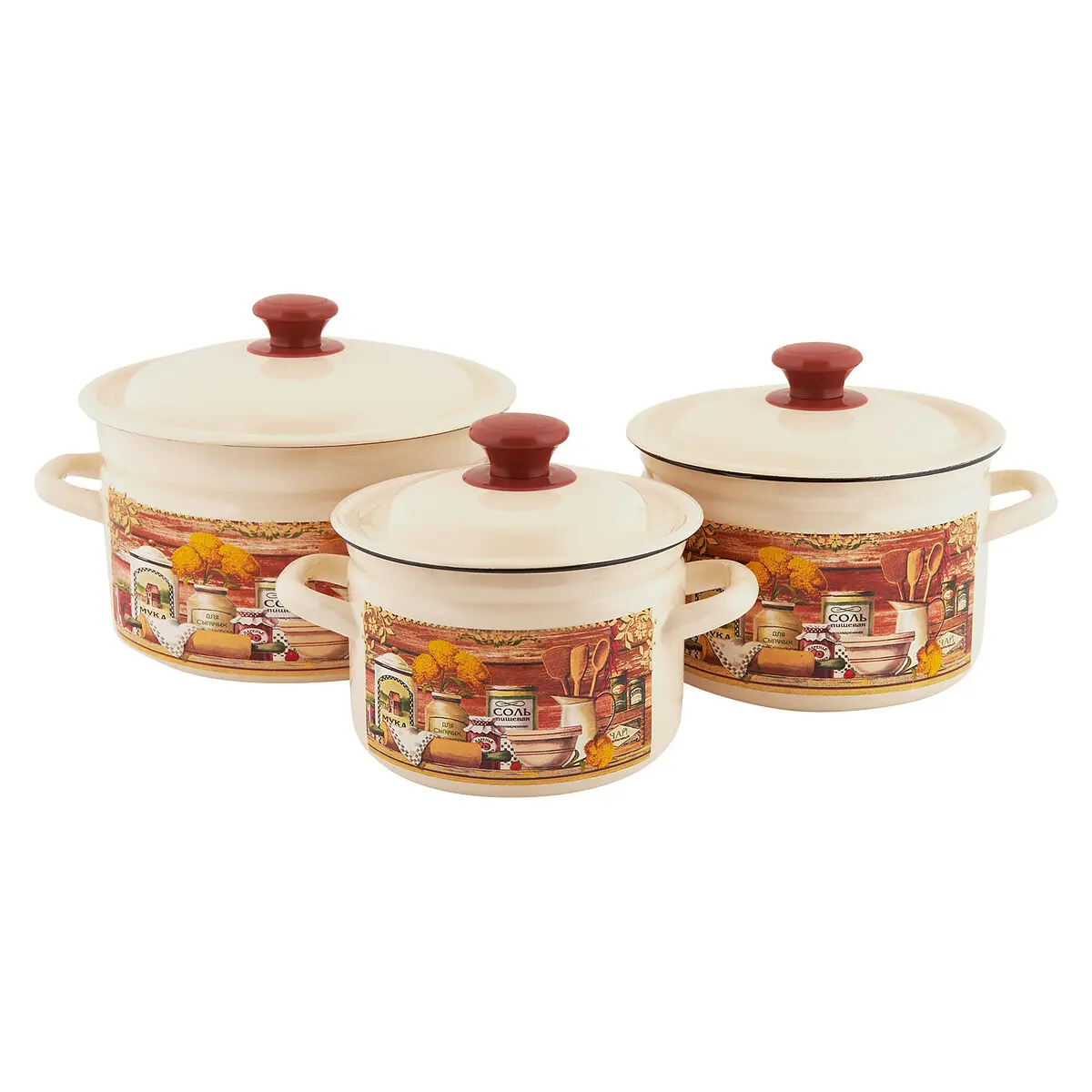 

Набор 3 предмета Сельский мотив-1 слоновая кость