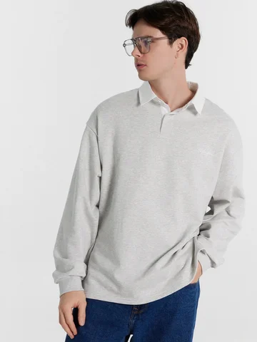 Свитшот мужской серый с имитацией воротн