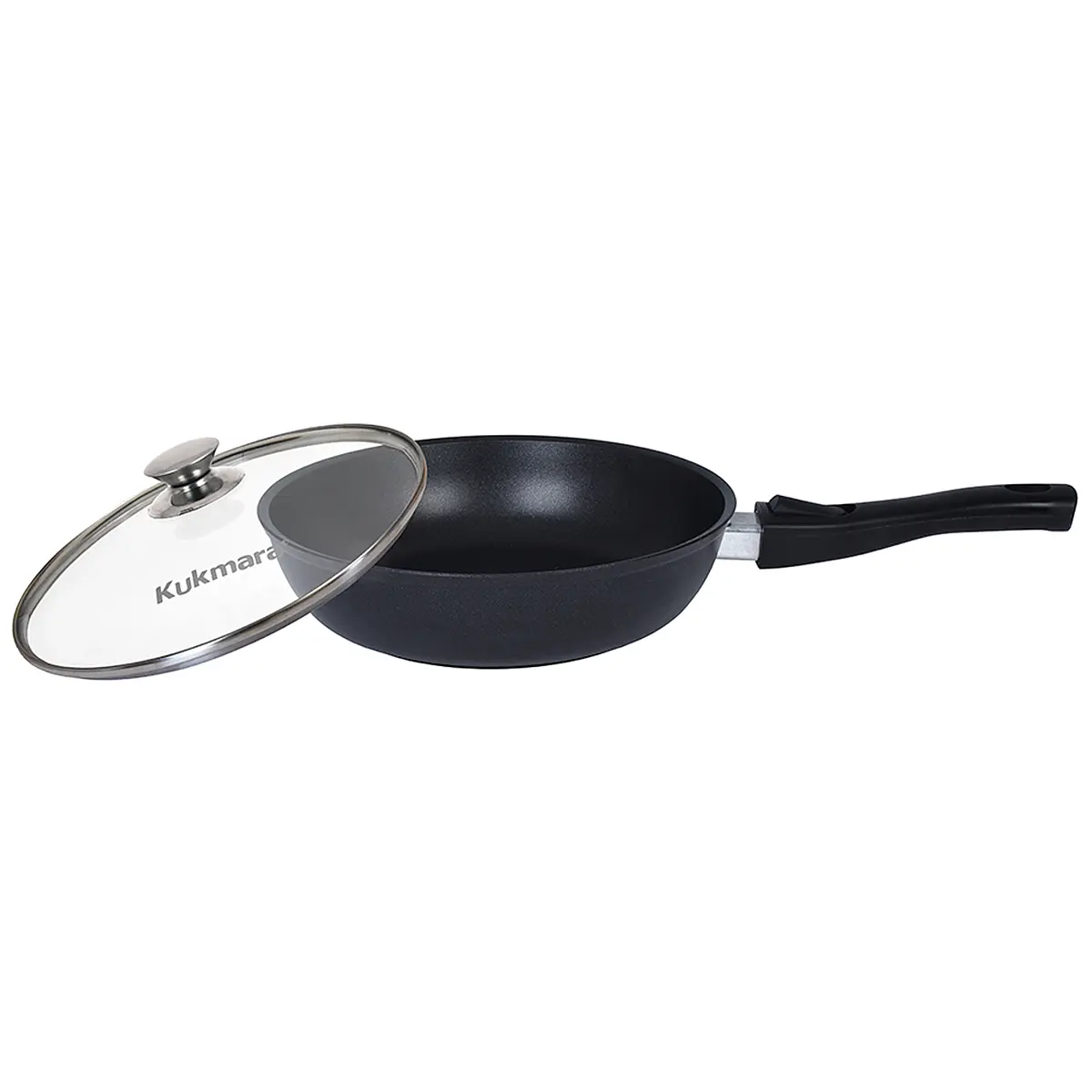 

Сковорода литая 24/6см съемная ручка стеклянная крышка, Черный