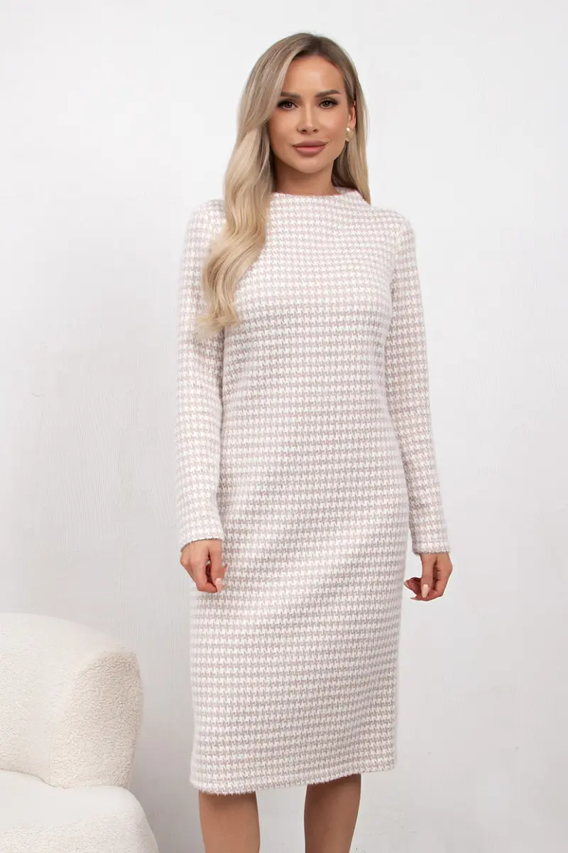 

Платье, Бежевый;бежевый/гусиные лапки