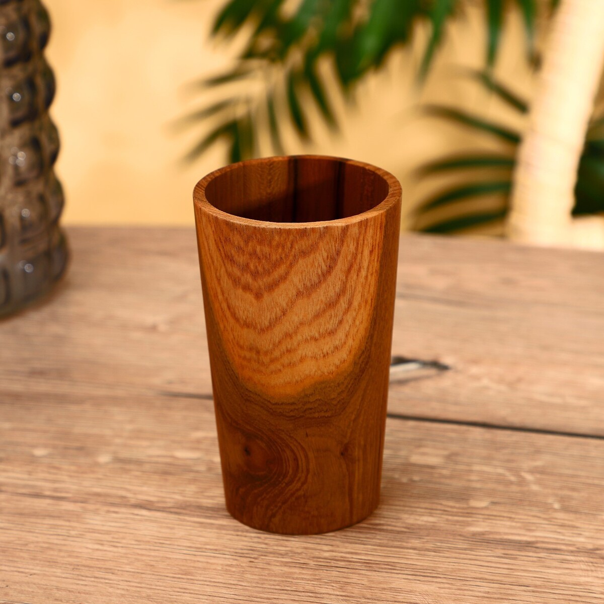 

Стакан, 8×8×13 см, тиковое дерево, Коричневый