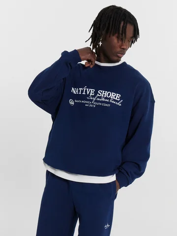 Свитшот мужской синий с принтом в виде н