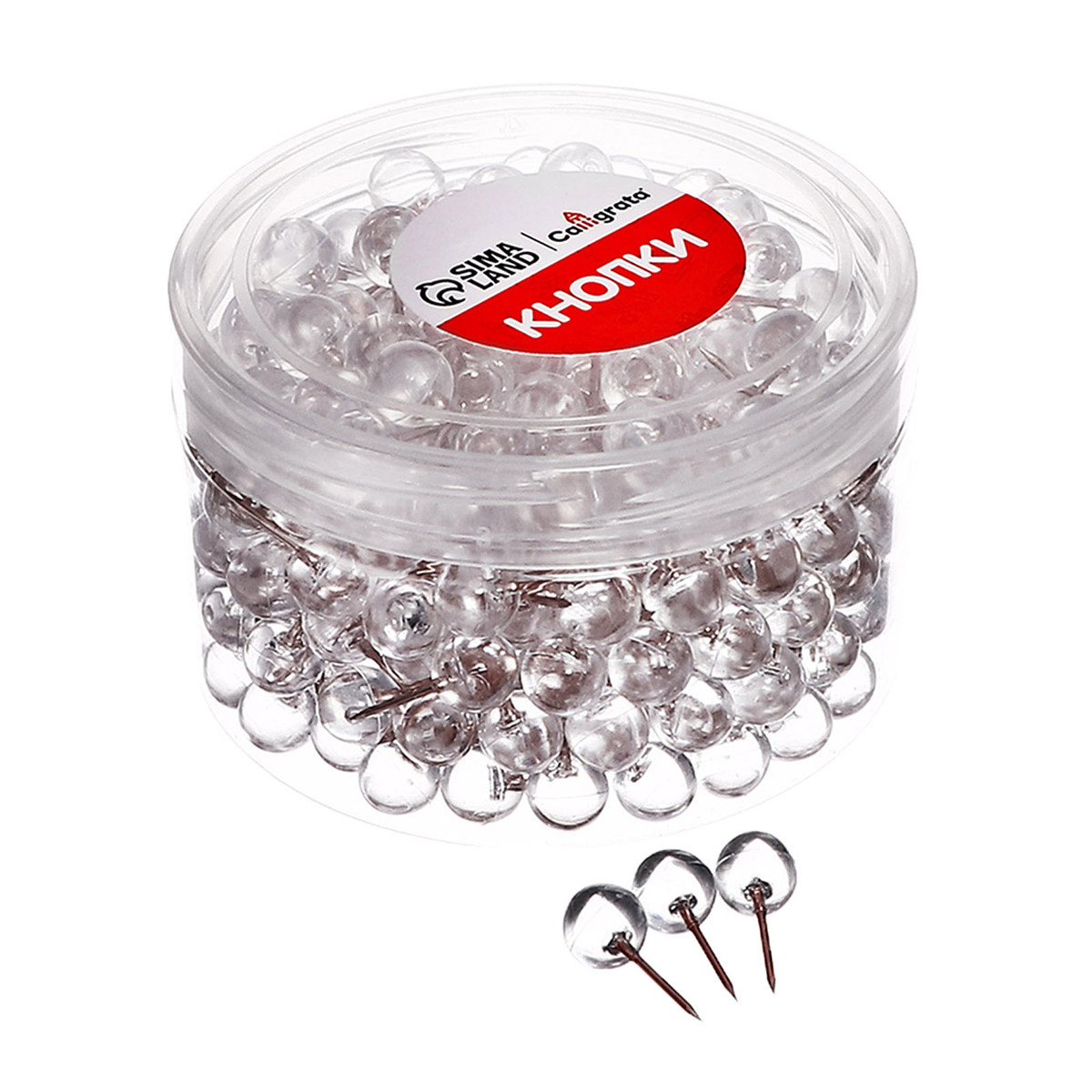 

Кнопки силовые шарики прозрачные с иголкой-розовое золото 300 штук в банке, Прозрачный