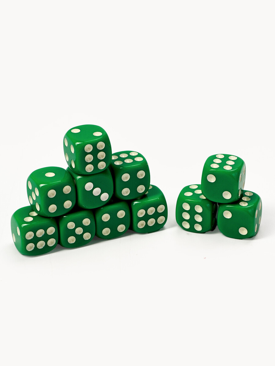 

Кубики игральные, 1.4×1.4 см, набор 50 шт., зеленые, Зеленый
