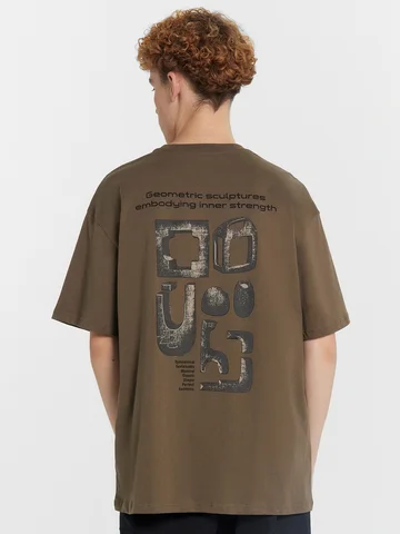 Футболка мужская коричневая с принтом на