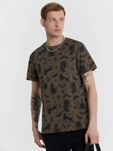 Футболка мужская серая с принтом